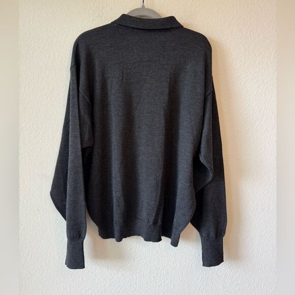Time Pieces Men’s Polo Sweater XL Gray 100% Extra Fine Merino Wool Minimalist - Picture 4 of 5